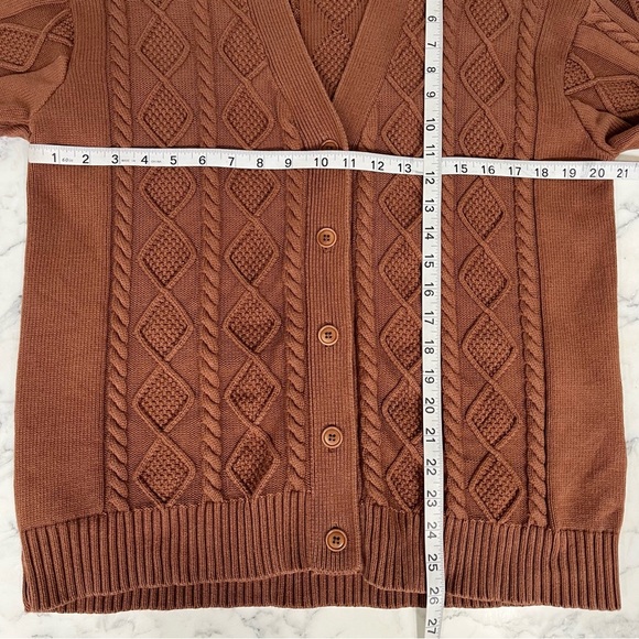 Aritzia Sunday Best Cable-knit Lamora Cardigan Sweater Brown Size XS NWOT - Picture 7 of 7